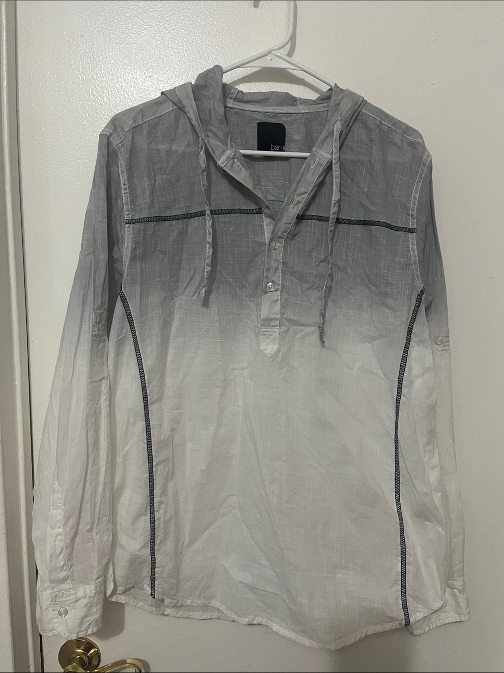 Bar III Gray-to-White Ombre Hooded Shirt Jacket